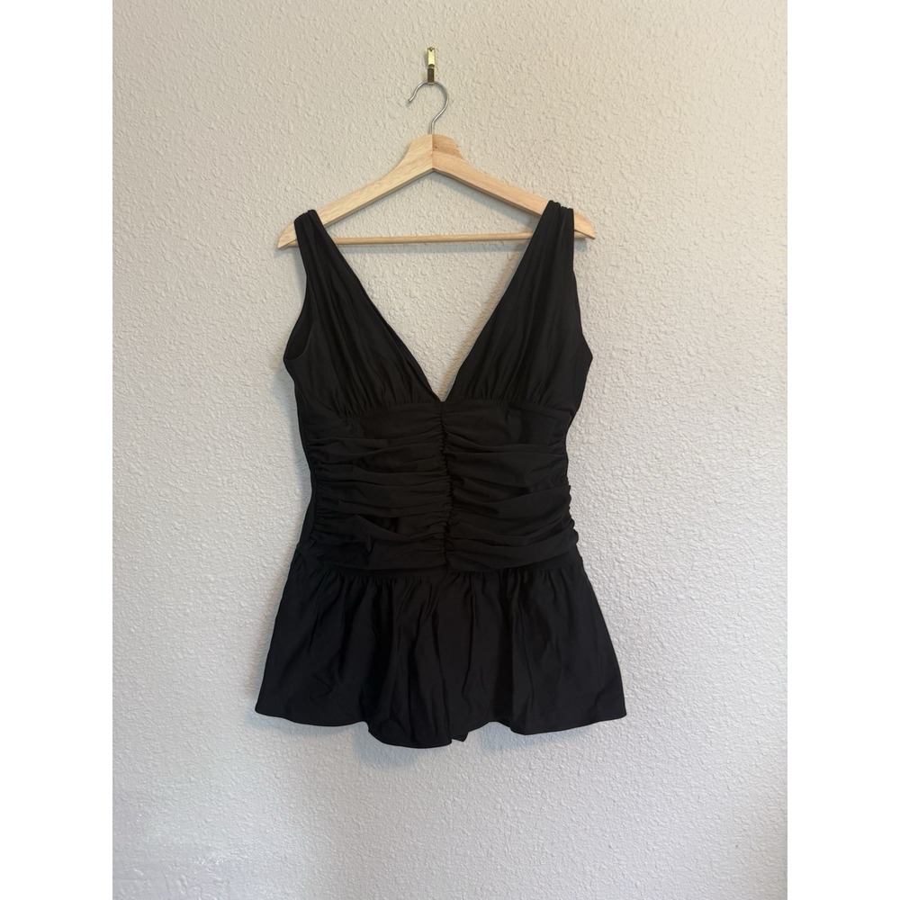 Shape FX One piece Swimsuit Dress Plus Size 18 Black Shapewear V Neck